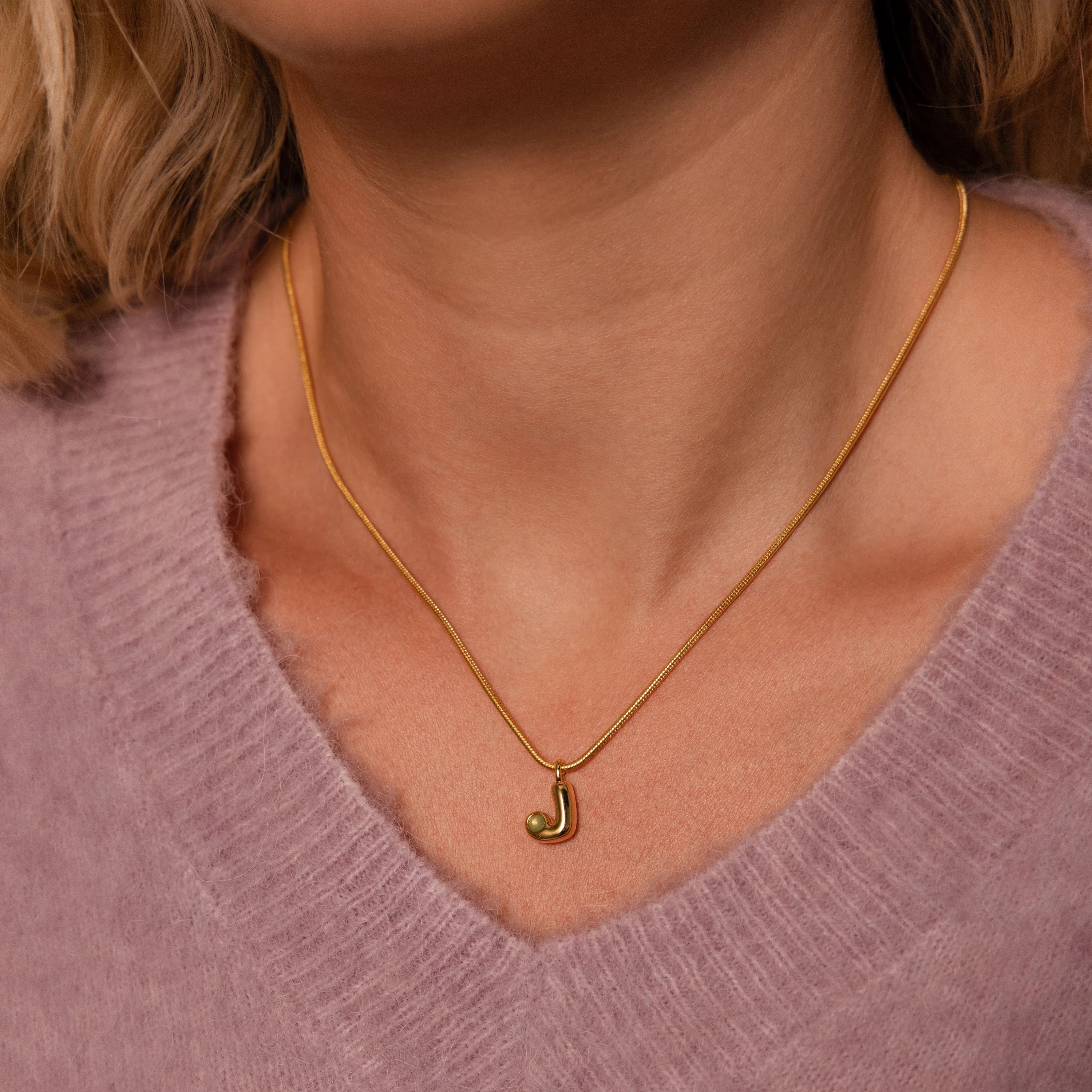 Gemstone Bubble Initial Necklace Silver 18K Gold Plated