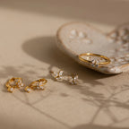 Diamond Butterfly Drop Huggies Silver 18K Gold Plated