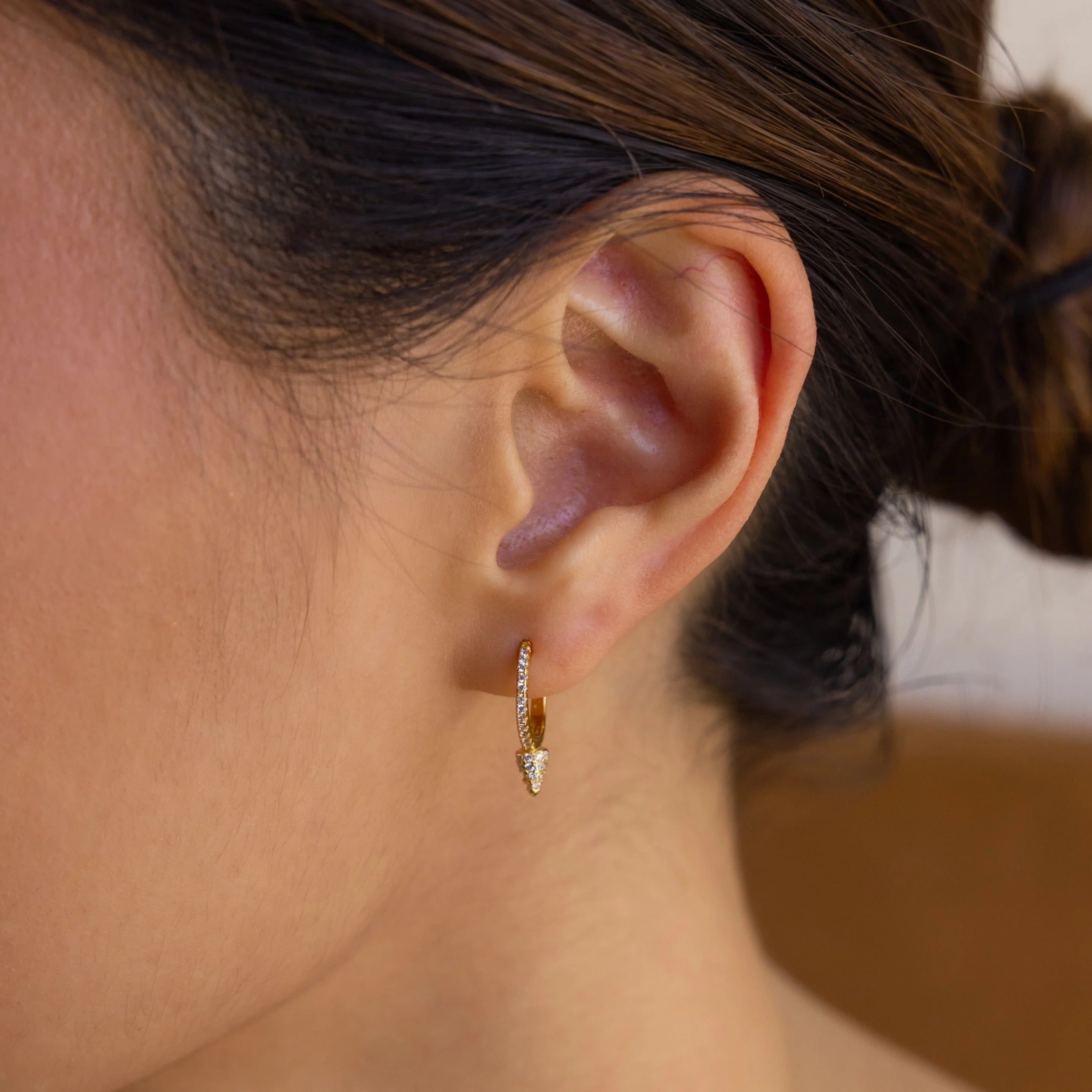 Diamond Pave Spike Huggies Silver 18K Gold Plated