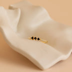 Helena Diamond Onyx Ring Silver 18K Gold Plated