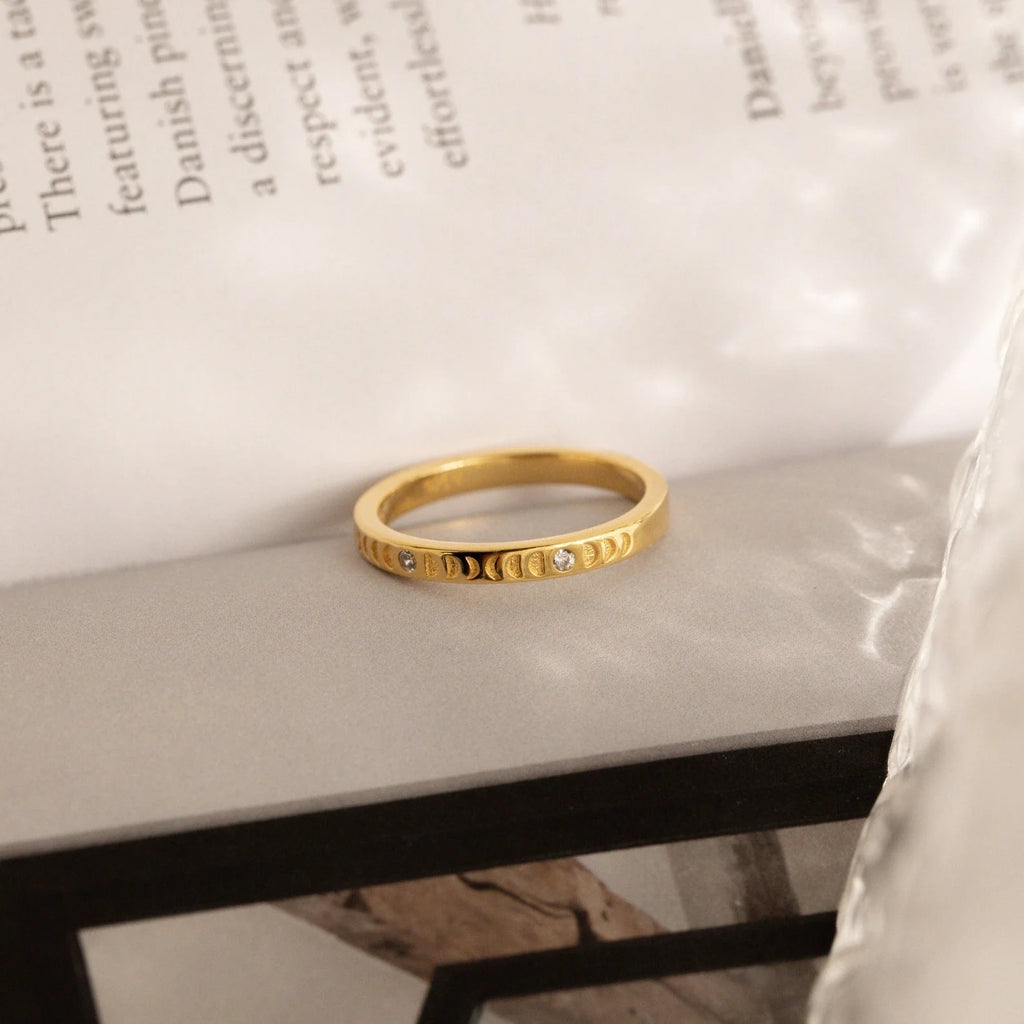 Phases of the Moon CZ Diamond Ring