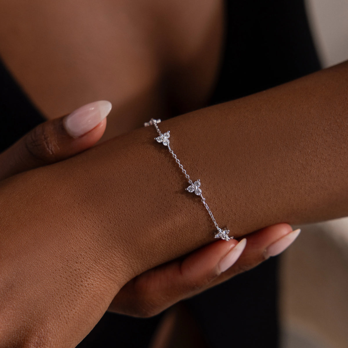 Mini Lily Diamond Bracelet Silver 18K Gold Plated