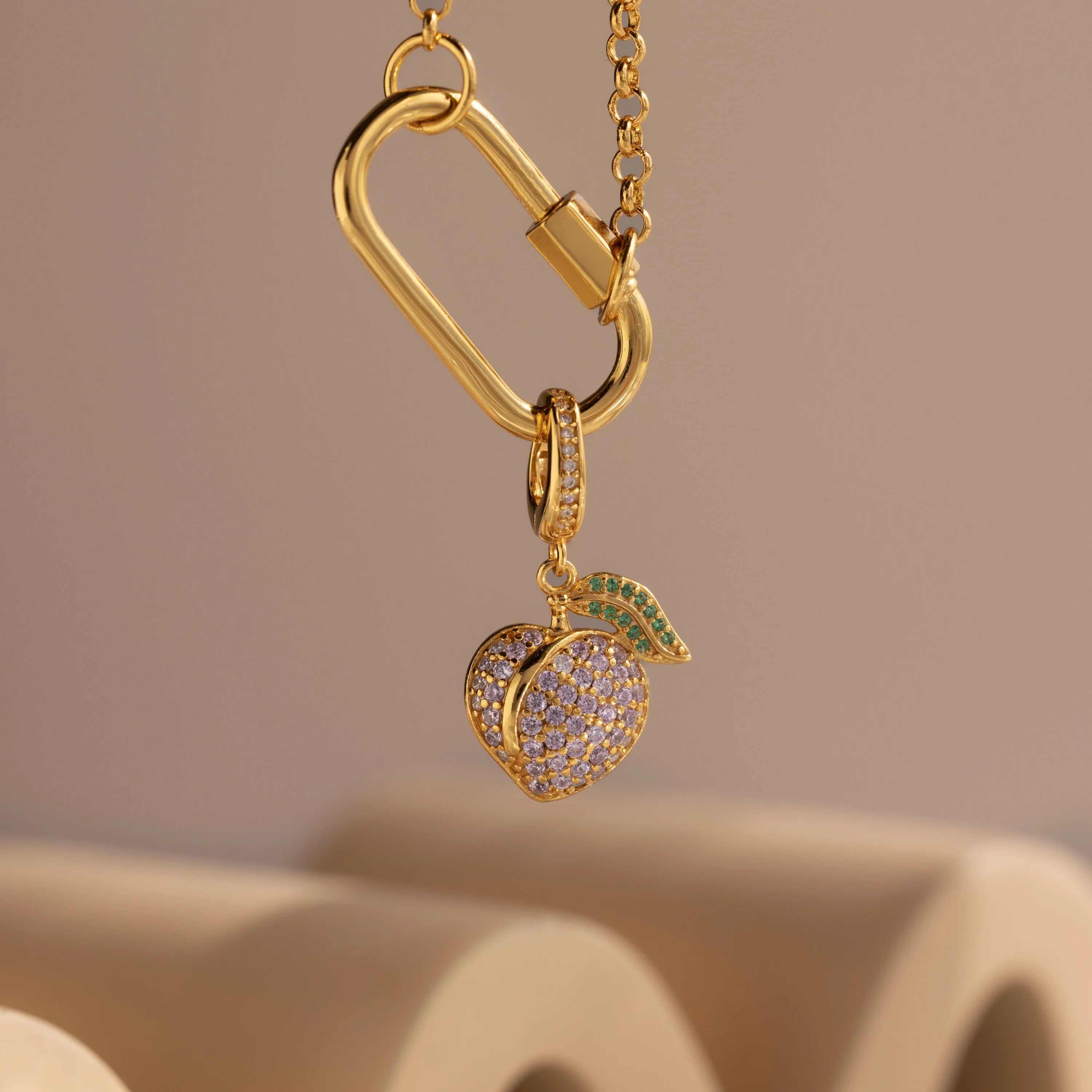 Alexandrite Pavé Peach Charm Silver 18K Gold Plated