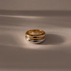 Mixed Metal Dome Ring Set Silver 18K Gold Plated