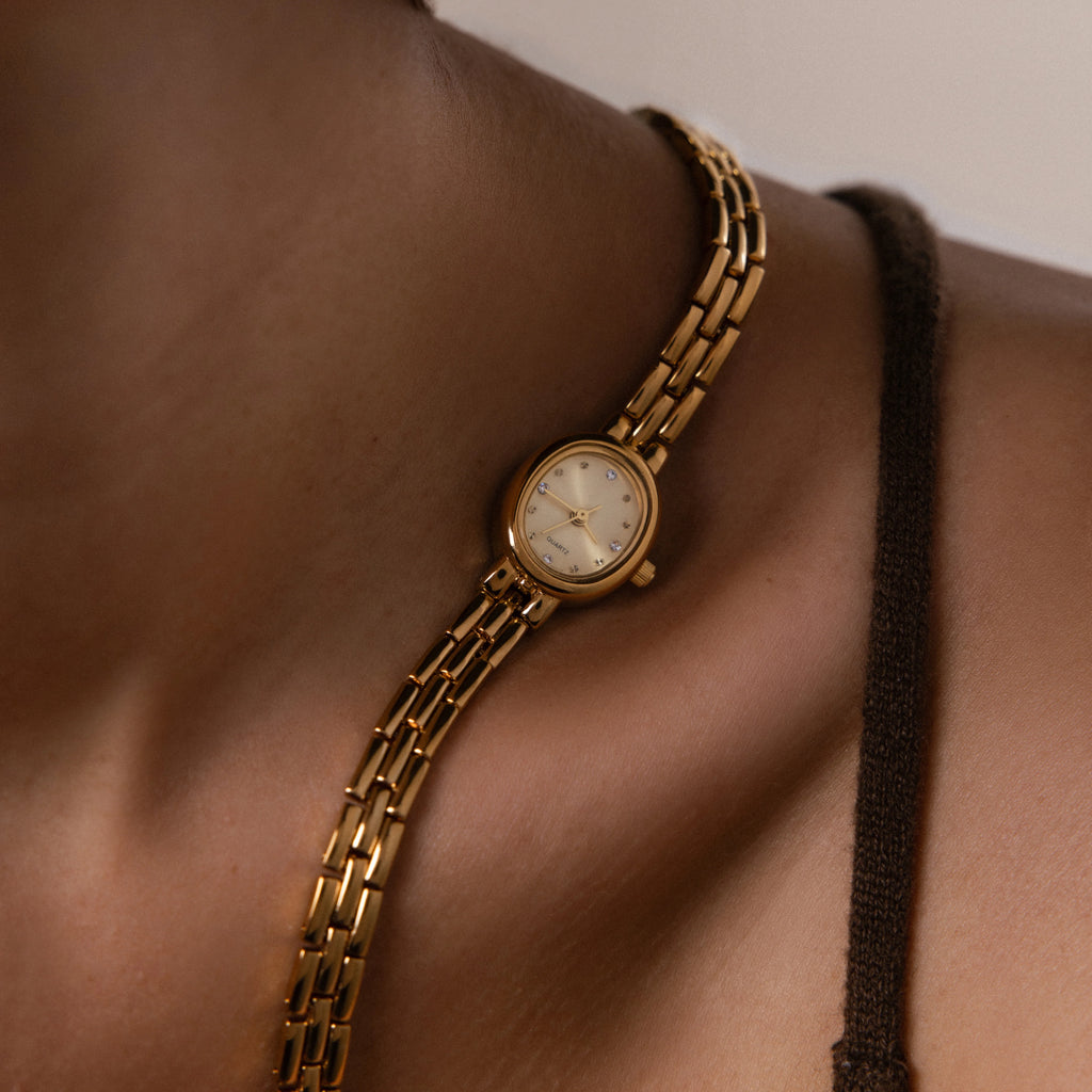 Cobblestone Timepiece Silver 18K Gold Plated
