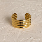 Ribbed Cuff Bracelet Silver 18K Gold Plated