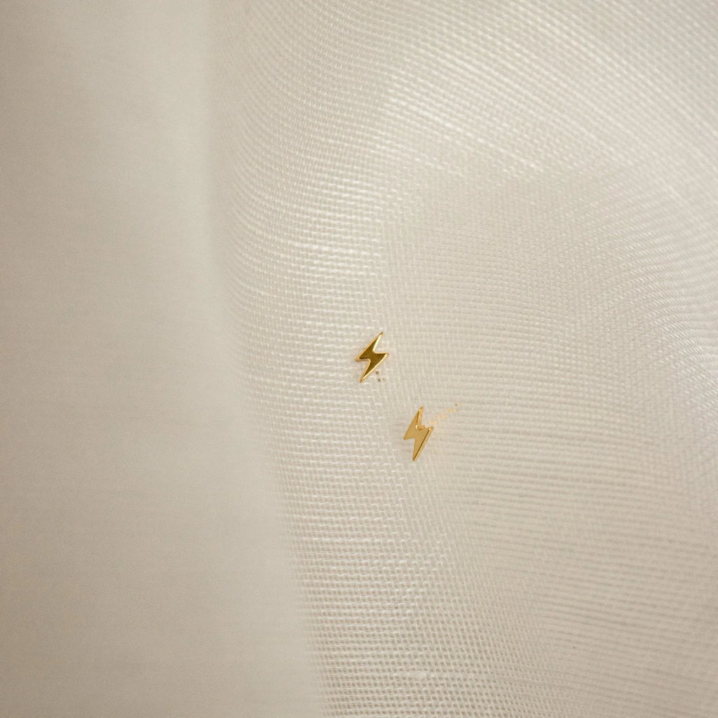 Lightning Bolt Studs Silver 18K Gold Plated