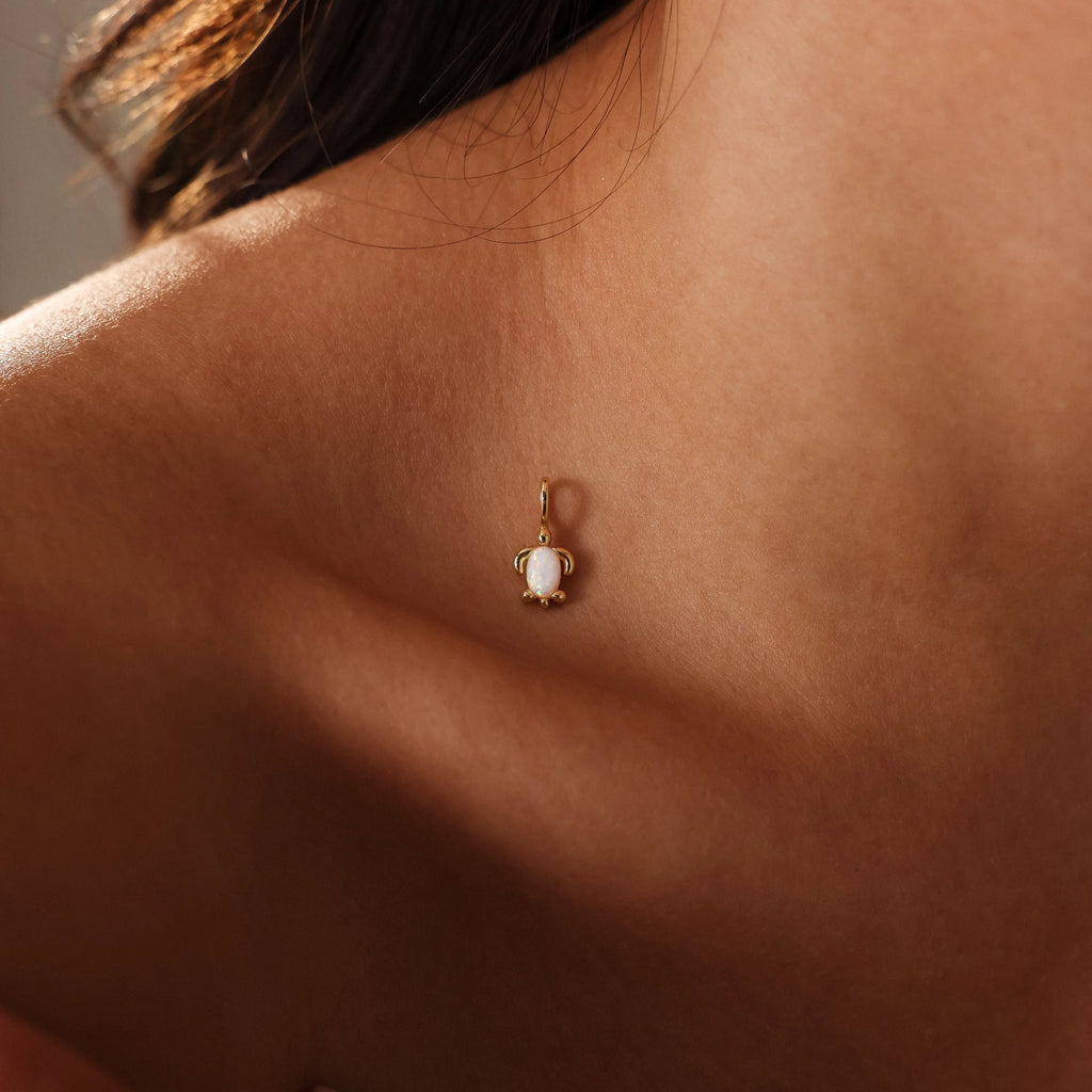 Opal Sea Turtle Charm Silver 18K Gold Plated