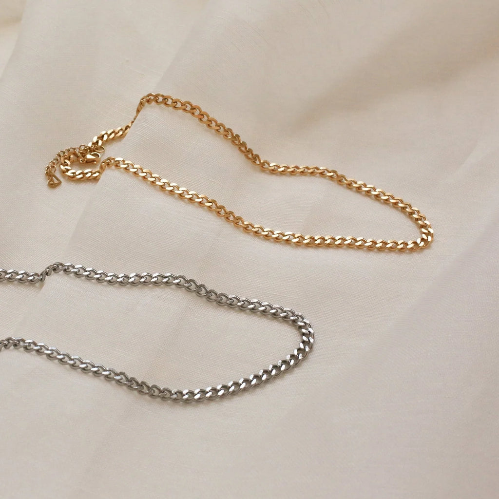 Blake Thick Curb Necklace Silver 18K Gold Plated