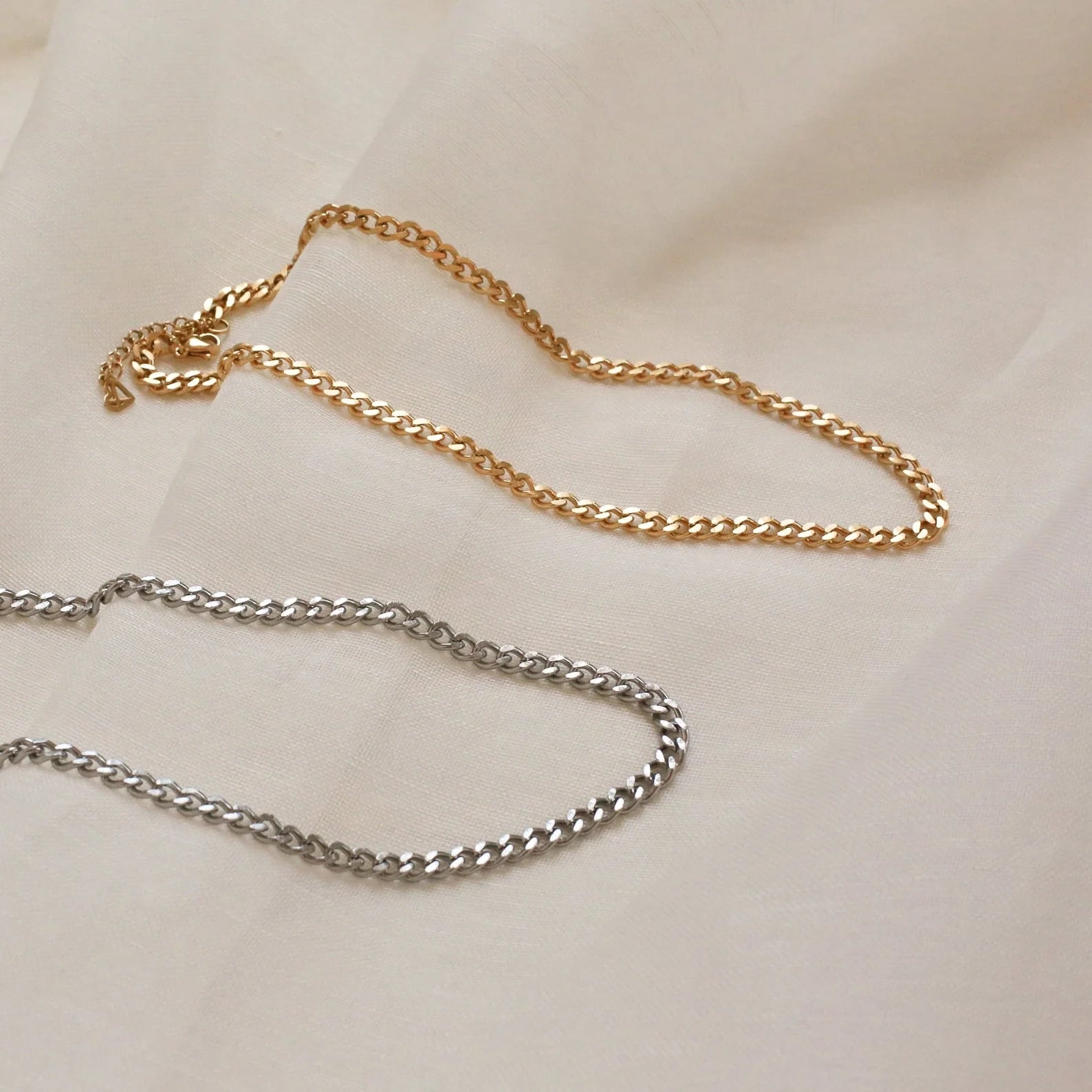 Blake Thick Curb Necklace Silver 18K Gold Plated