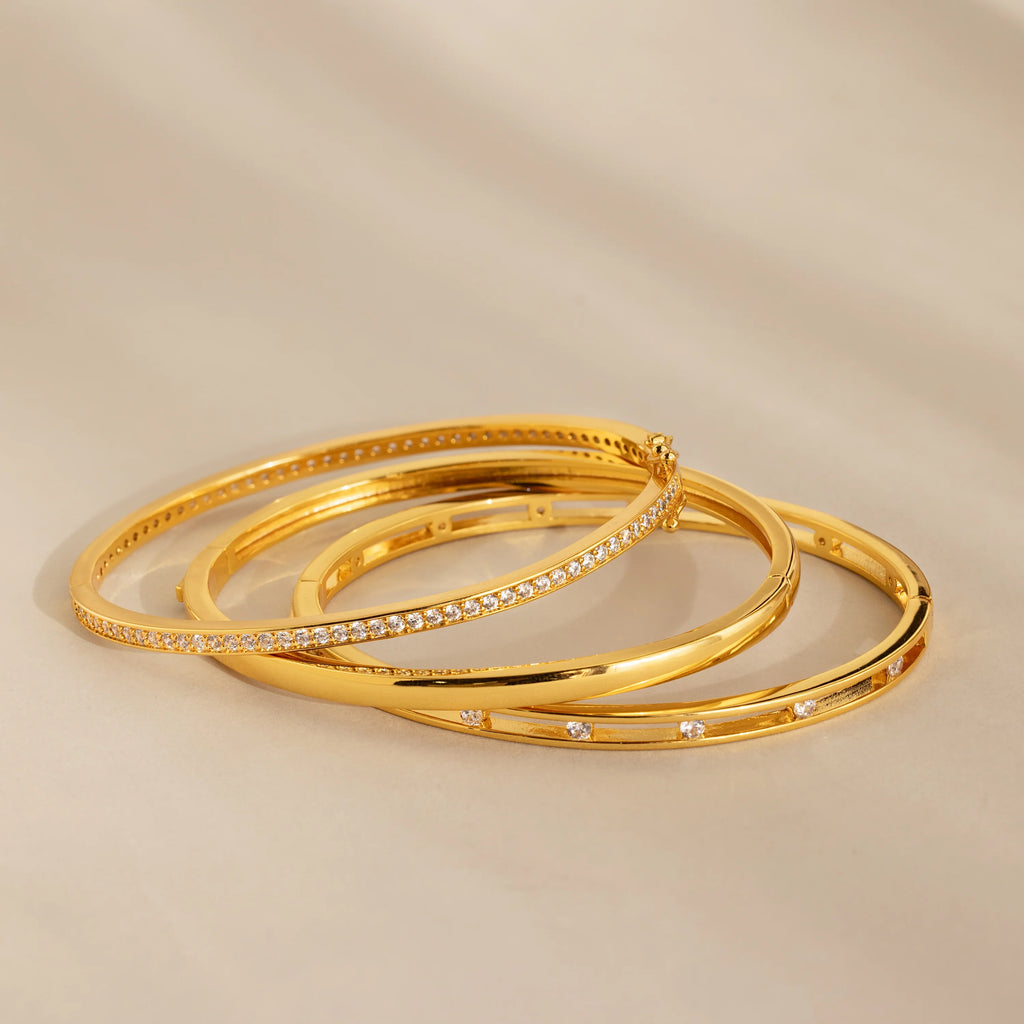 Lace Diamond Bangle Silver 18K Gold Plated