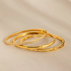 Lace Diamond Bangle Silver 18K Gold Plated