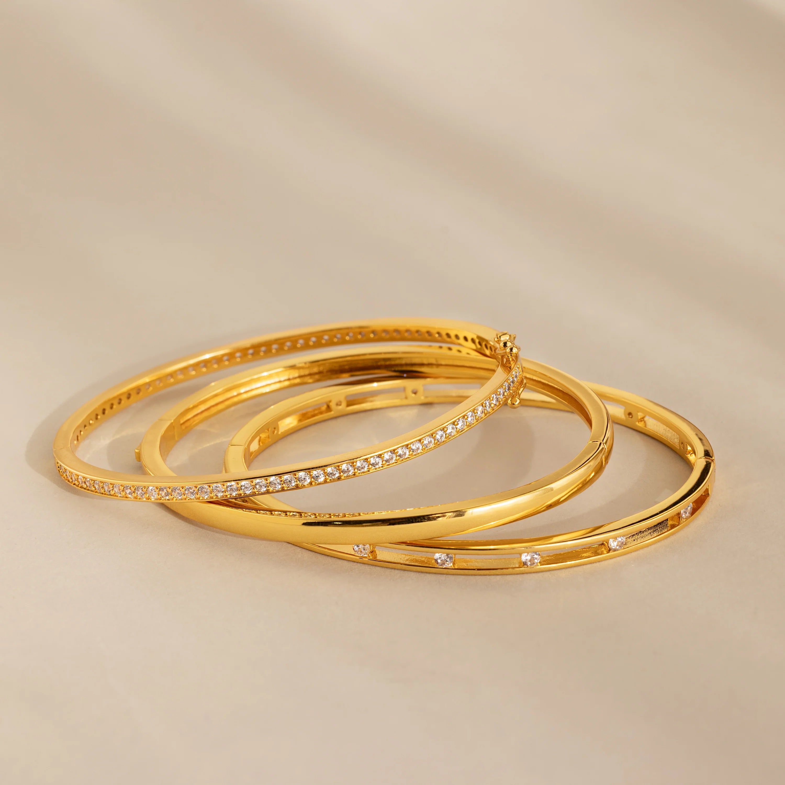 Lace Diamond Bangle Silver 18K Gold Plated