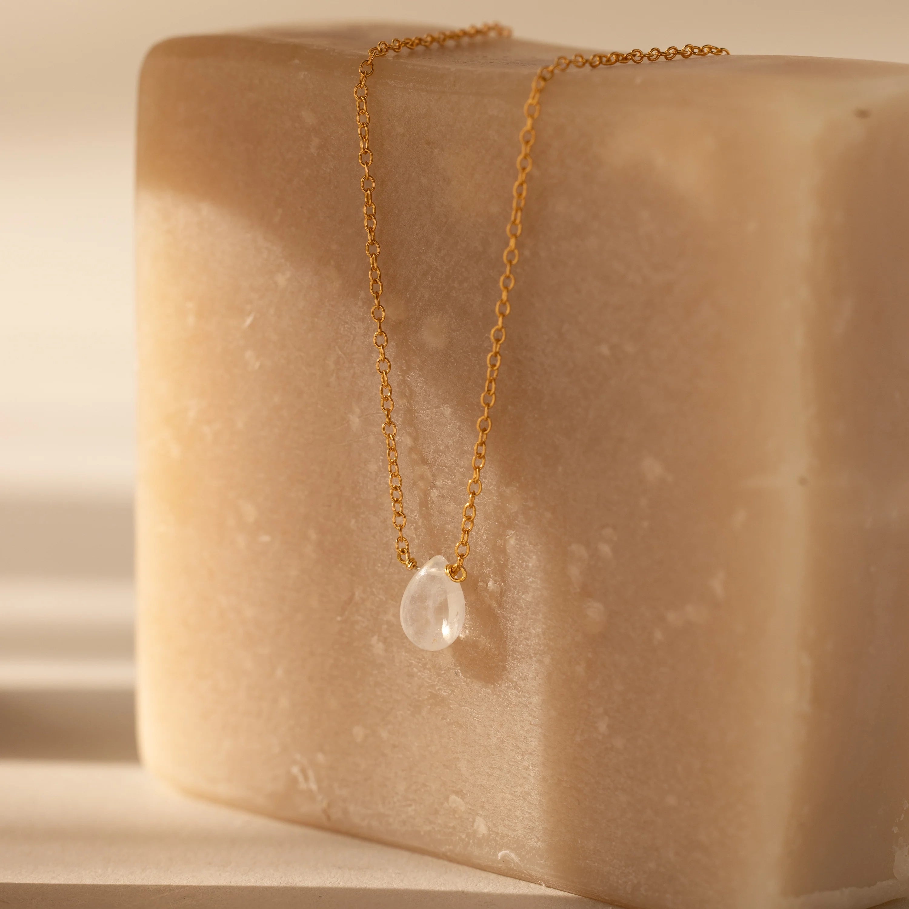 Teardrop Moonstone Necklace Silver 18K Gold Plated
