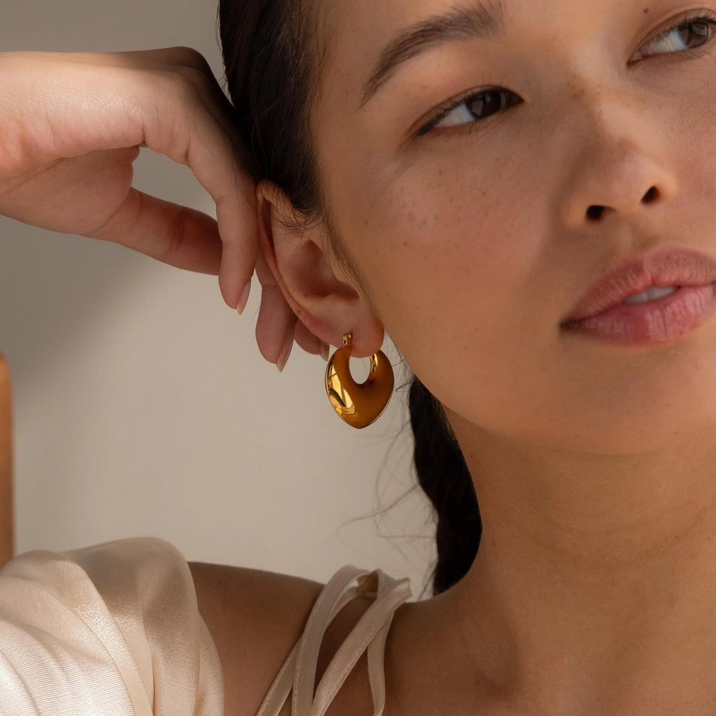 Chunky Geo Hoops Silver 18K Gold Plated