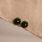 Diamond Jade Rose Studs Silver 18K Gold Plated