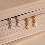 Dainty Opal Drop Studs Silver 18K Gold Plated