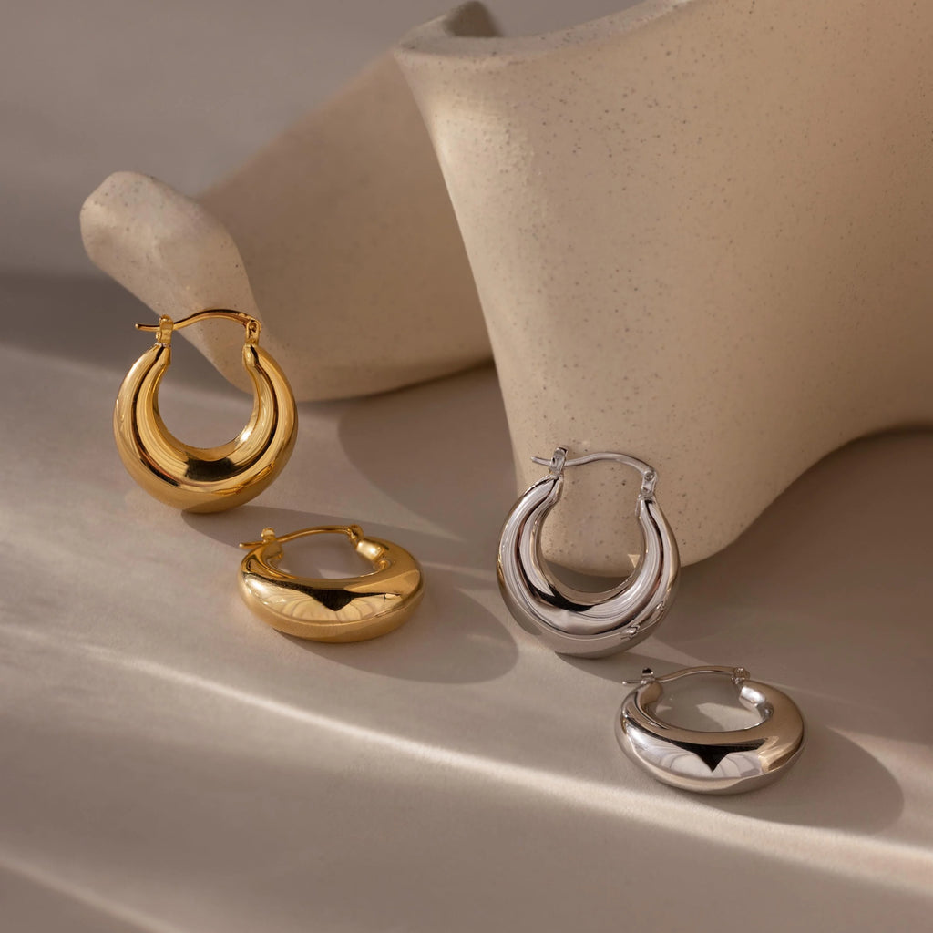 Sculpted Hoops Silver 18K Gold Plated