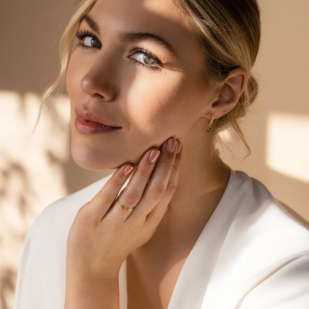 Duo Marquise Baguette Ring Silver 18K Gold Plated