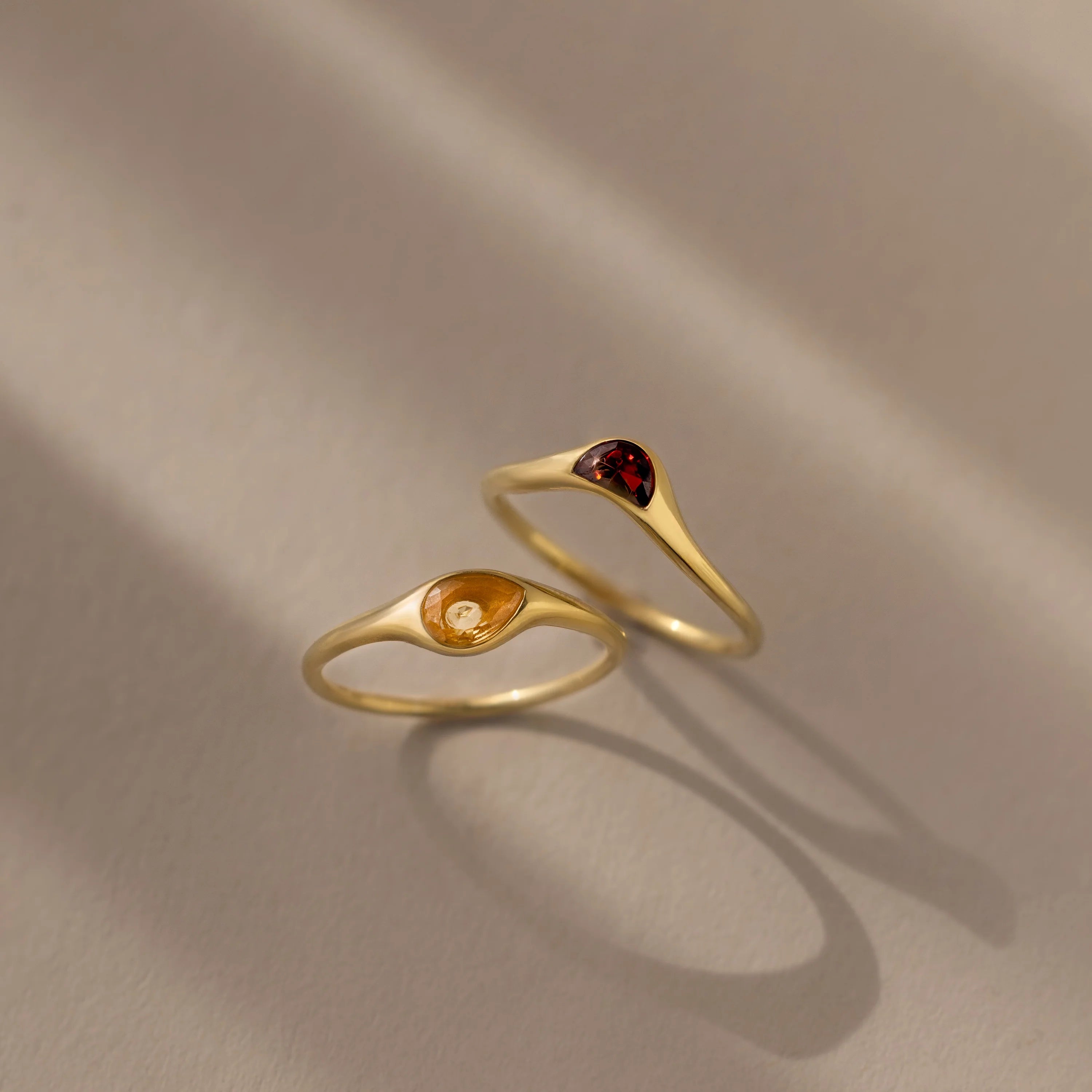 Sculpted Toi et Moi Ring Set Silver 18K Gold Plated
