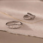 Art Deco Diamond Earrings & Ring Set Silver 18K Gold Plated