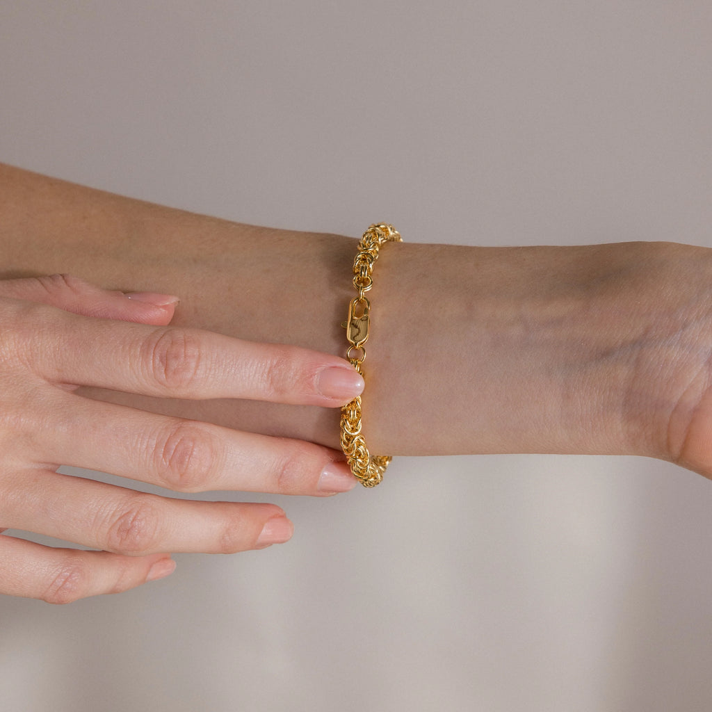 Bold Byzantine Bracelet Silver 18K Gold Plated