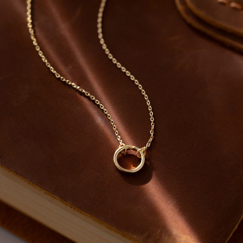 Large Rolo Clasp Necklace  Silver 18K Gold Plated