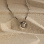 Rolo Circle Charm Necklace Silver 18K Gold Plated