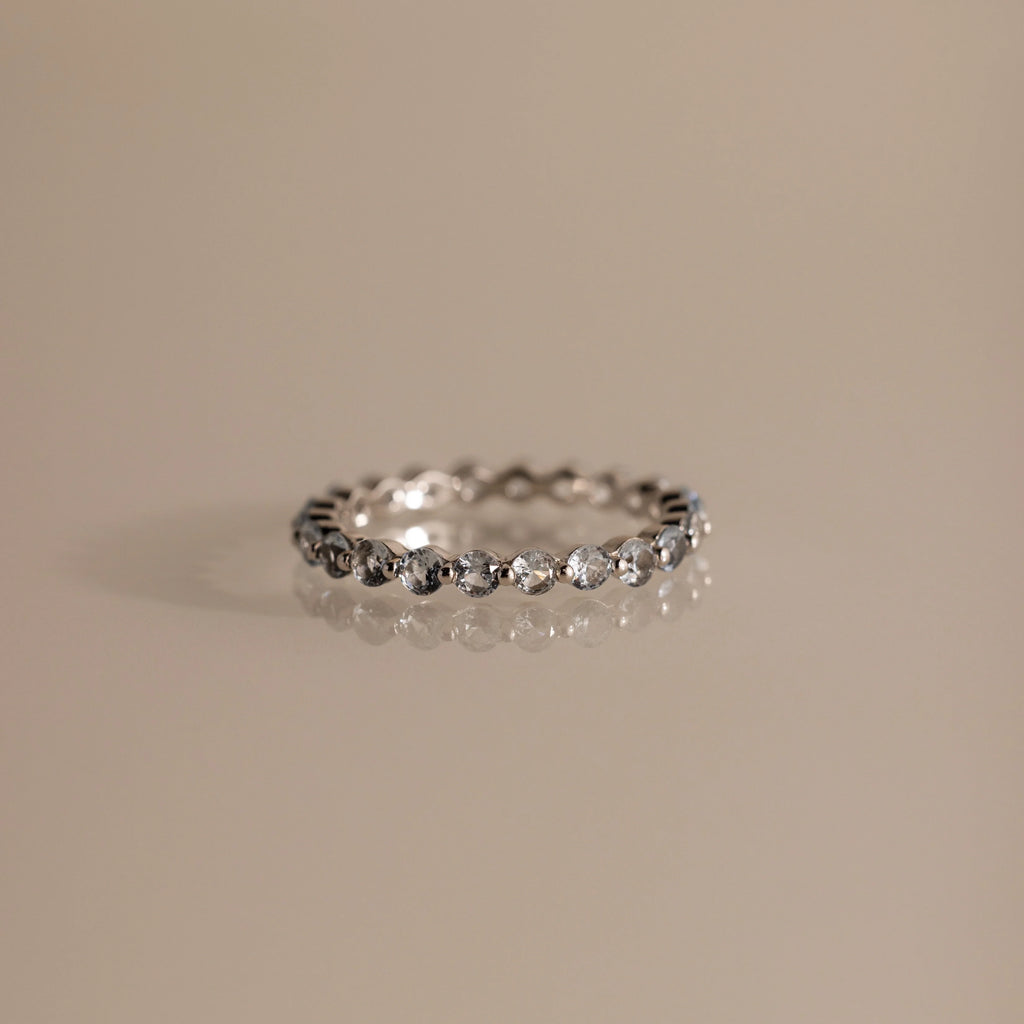 Aquamarine Lace Eternity Ring Silver 18K Gold Plated