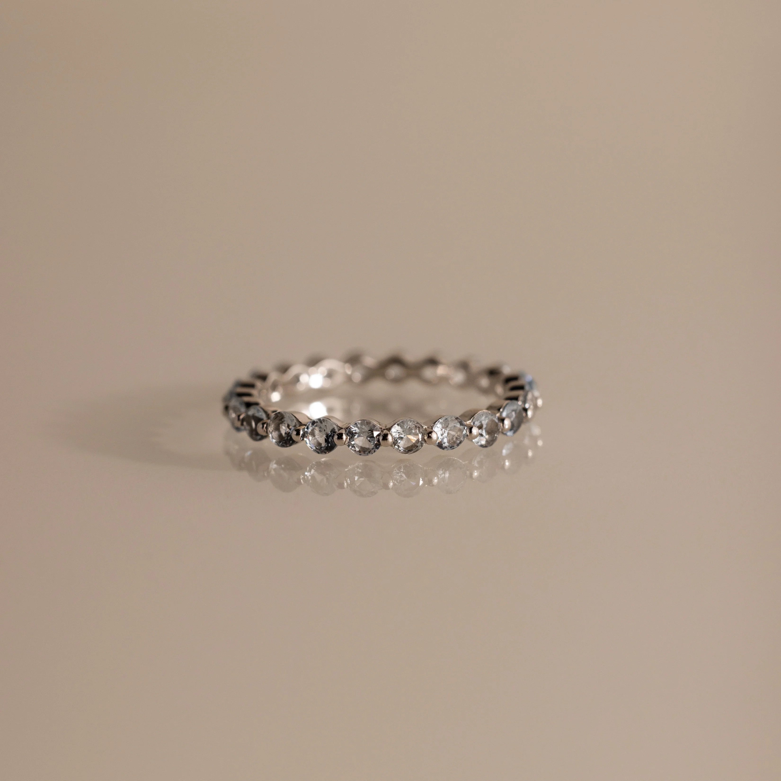 Aquamarine Lace Eternity Ring Silver 18K Gold Plated