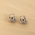 Diamonds Duo Pave Link Hoops Silver 18K Gold Plated
