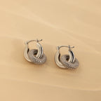 Diamonds Duo Pave Link Hoops Silver 18K Gold Plated