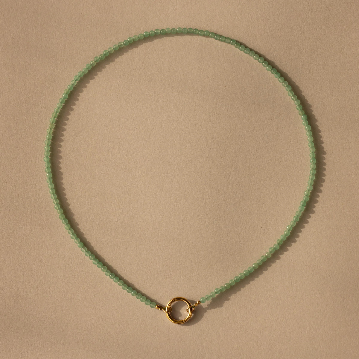 Beaded Jade Charm Necklace Silver 18K Gold Plated