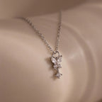 Diamond Butterfly Necklace & Earrings Set Silver 18K Gold Plated
