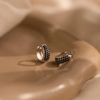 Chunky Onyx Pave Huggies Silver 18K Gold Plated
