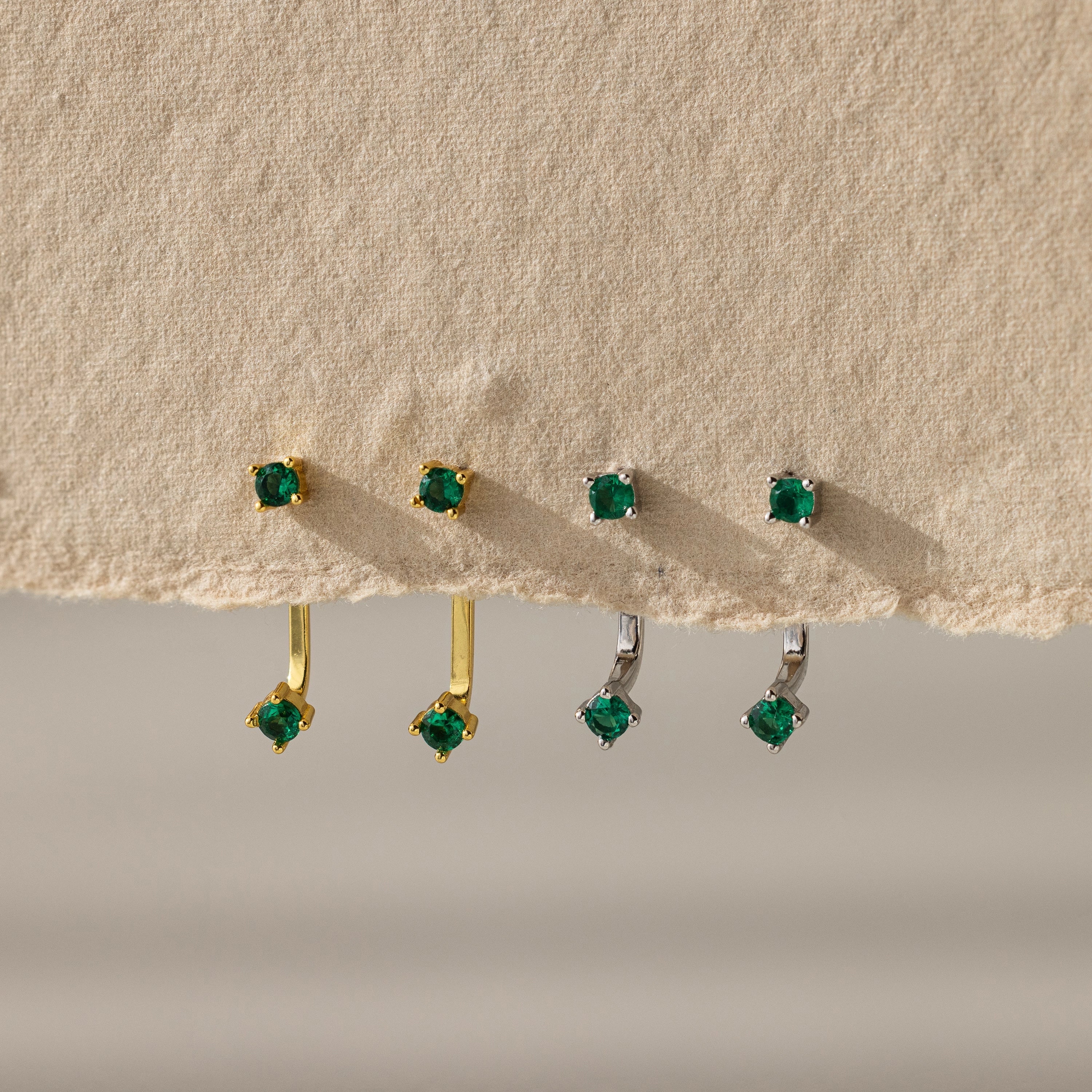Emerald Ear Jackets Silver 18K Gold Plated