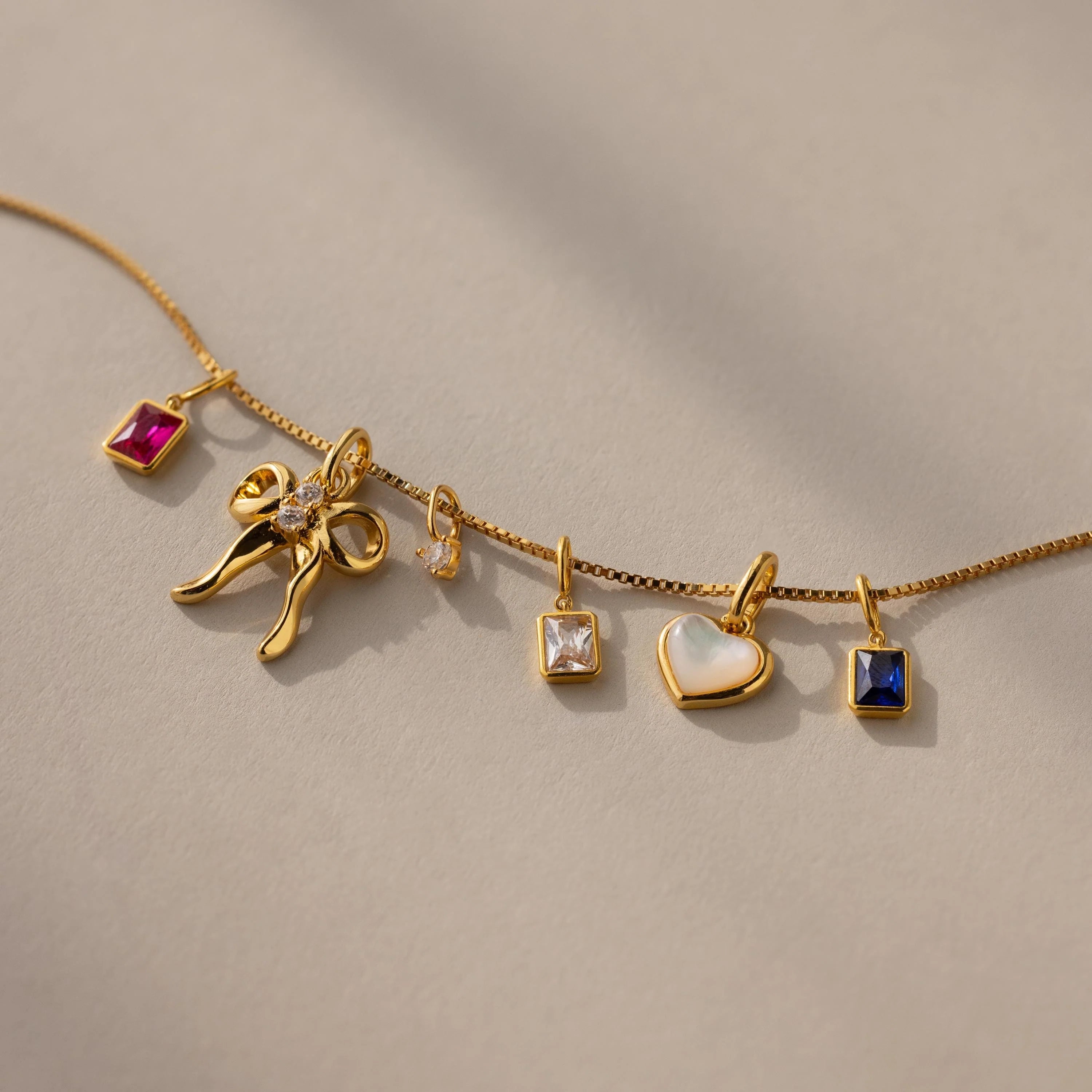 Emerald Cut Onyx Charm Silver 18K Gold Plated
