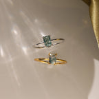 Agate Emerald Ring Silver 18K Gold Plated