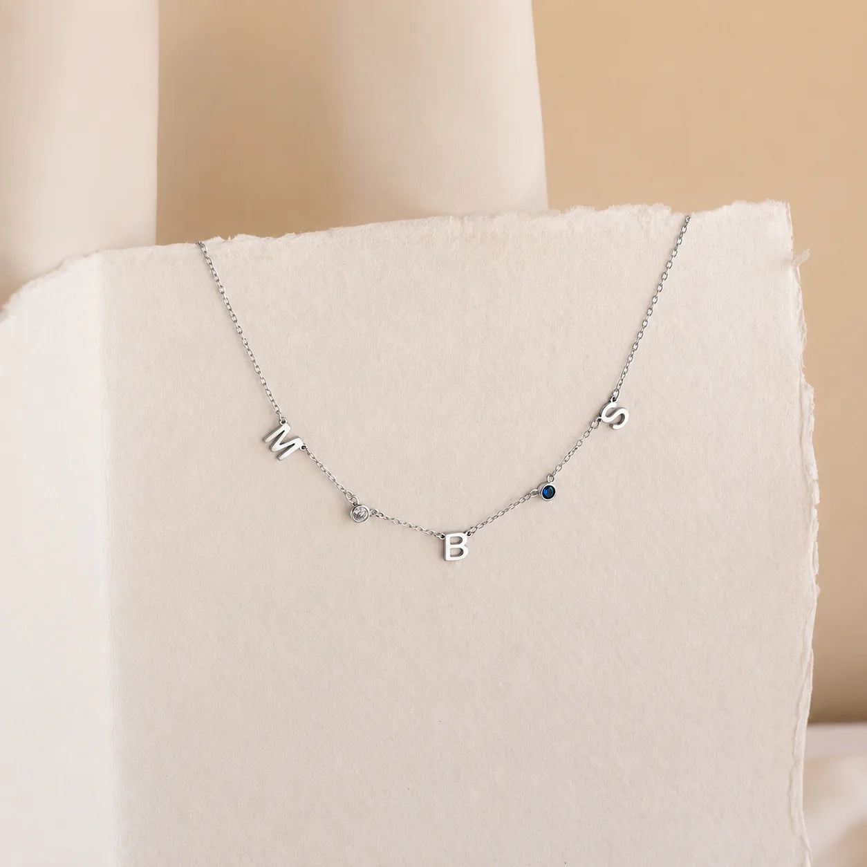 Personalized Birthstone Letter Necklace