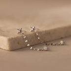 Opal & Star Duo Chain Studs  Silver 18K Gold Plated
