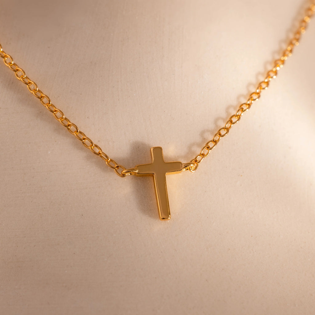 Dainty Cross Necklace Silver 18K Gold Plated