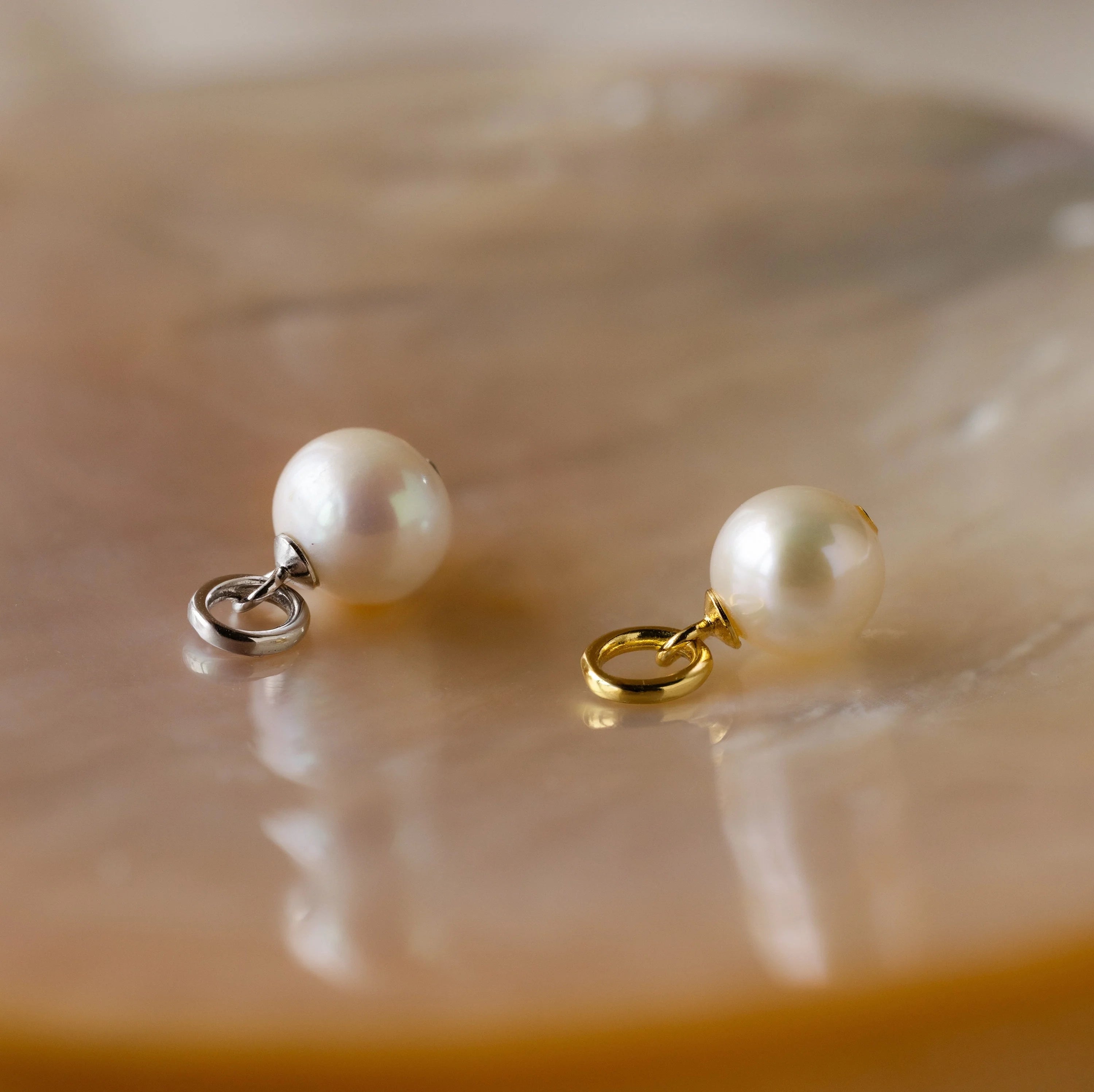 Classic Pearl Charm Silver 18K Gold Plated