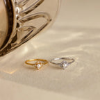 Pave Diamond Pearl Ring Silver 18K Gold Plated
