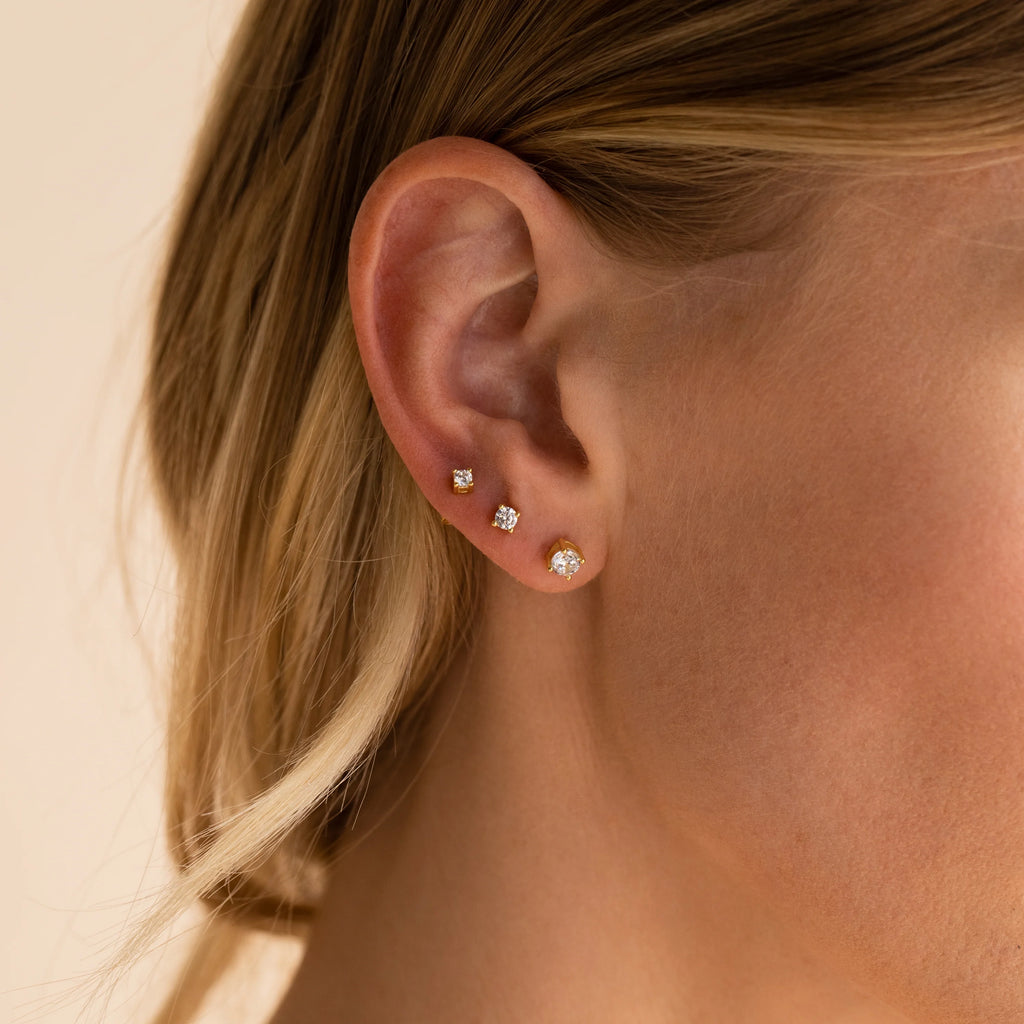 Booker Diamond Studs Set Silver 18K Gold Plated