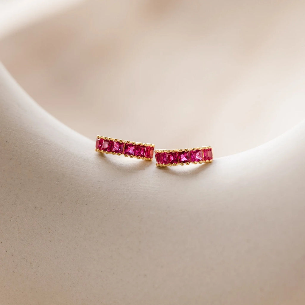 Genevieve Birthstone Huggies Silver 18K Gold Plated