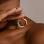Half Jade Ring Silver 18K Gold Plated