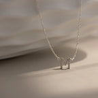 Pave Initial Necklace Silver 18K Gold Plated
