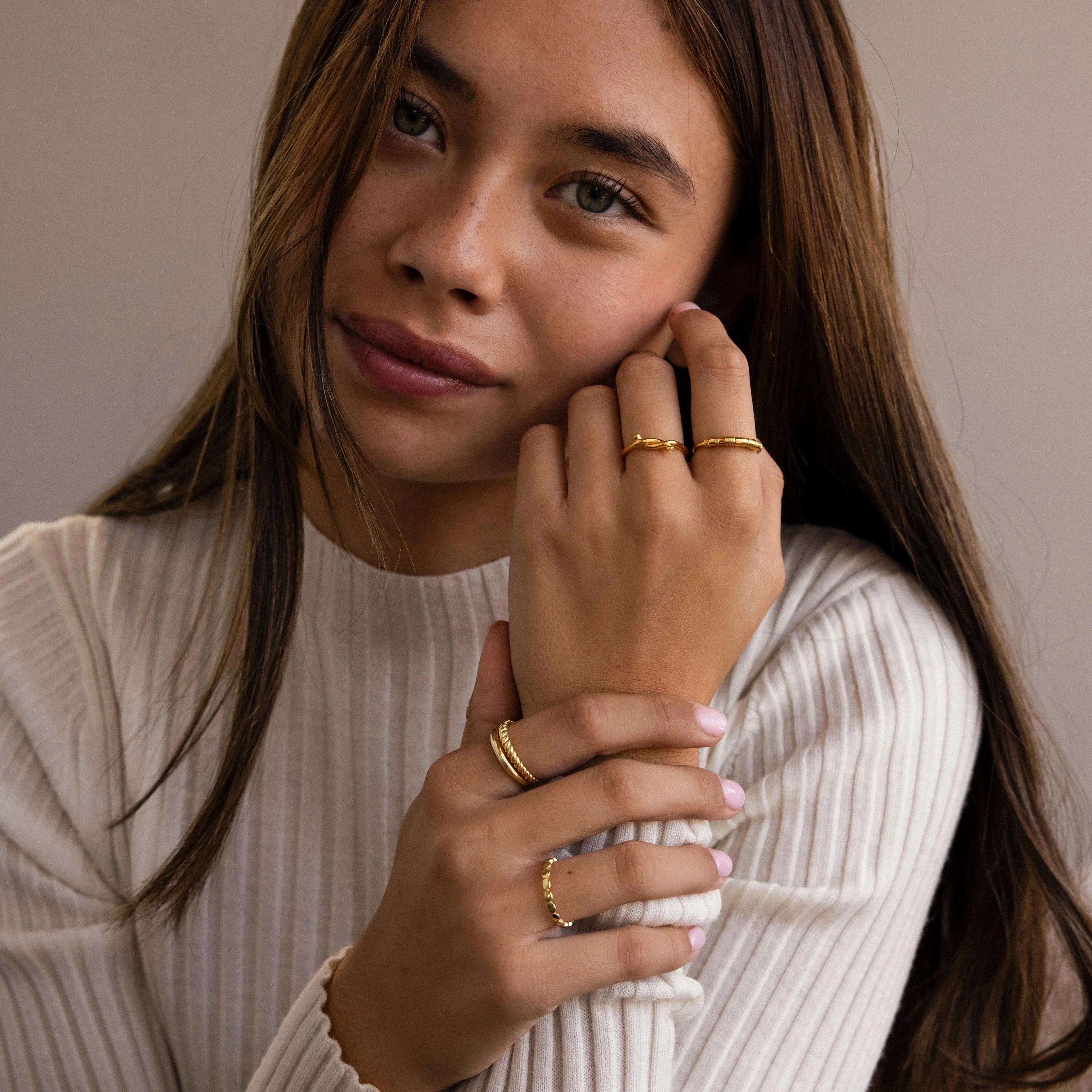 Dainty Beads Code Ring Silver 18K Gold Plated