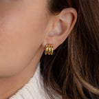 Triple Loop Huggie Earrings Silver 18K Gold Plated