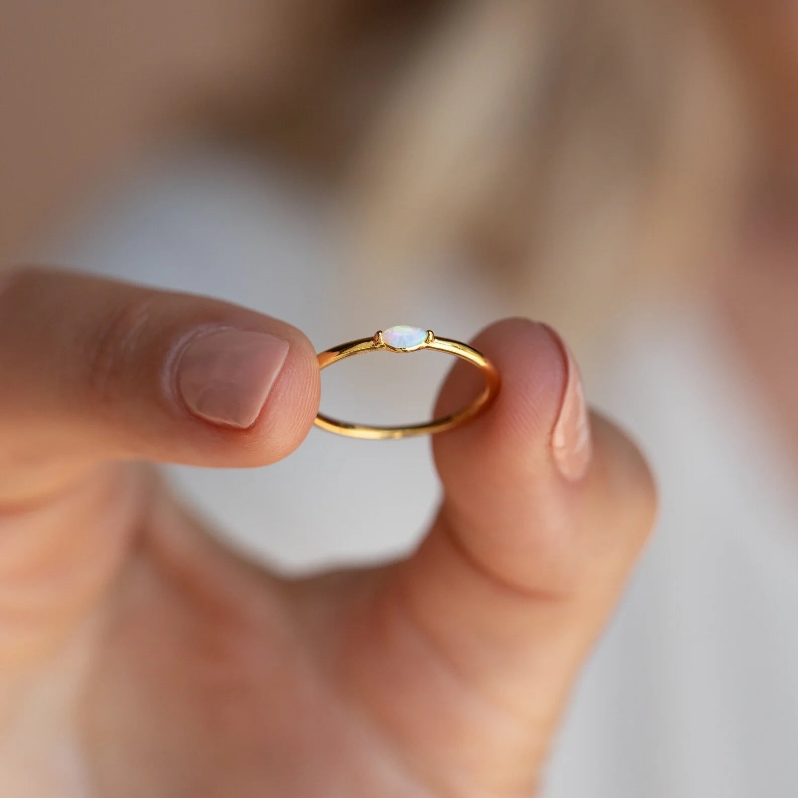 Eloise Opal Ring Silver 18K Gold Plated